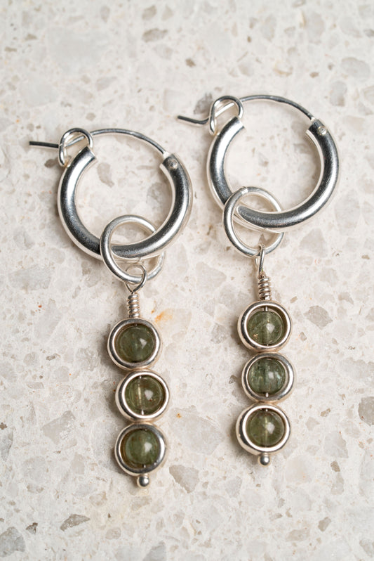 Green Apatite Trio Dangle Earrings