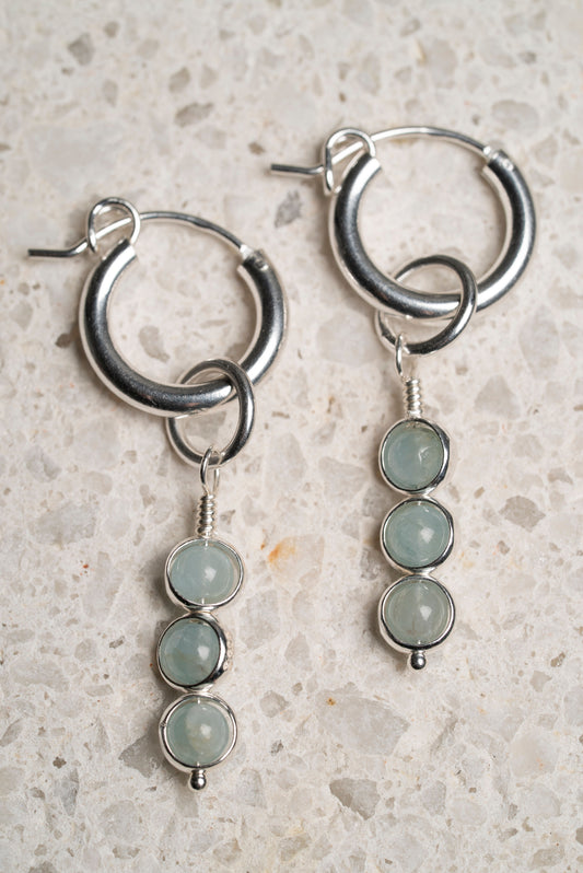 Aquamarine Trio Dangle Earrings