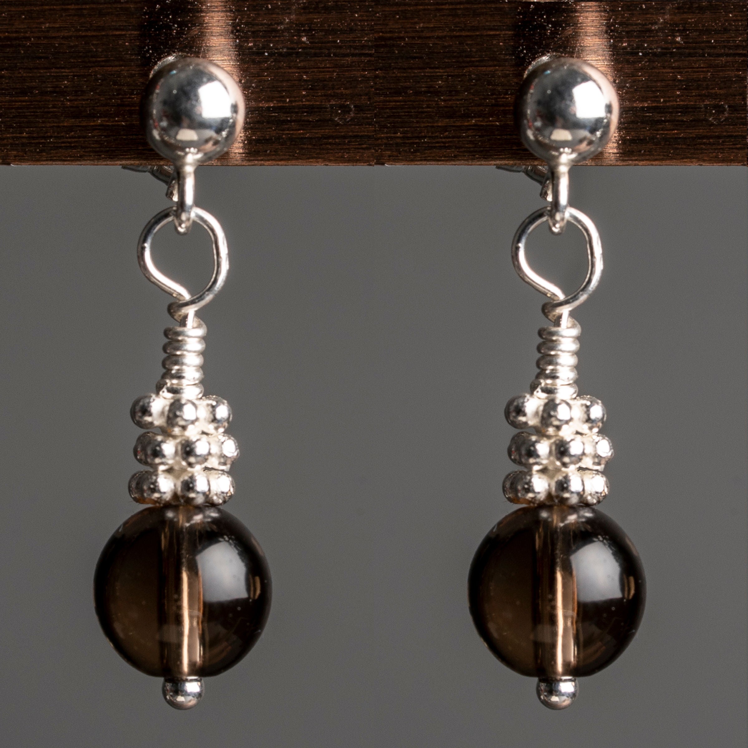 r.alagan KNOT SMOKY QUARTZ EARRINGS