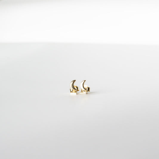 Tiny Crescent Moon Studs